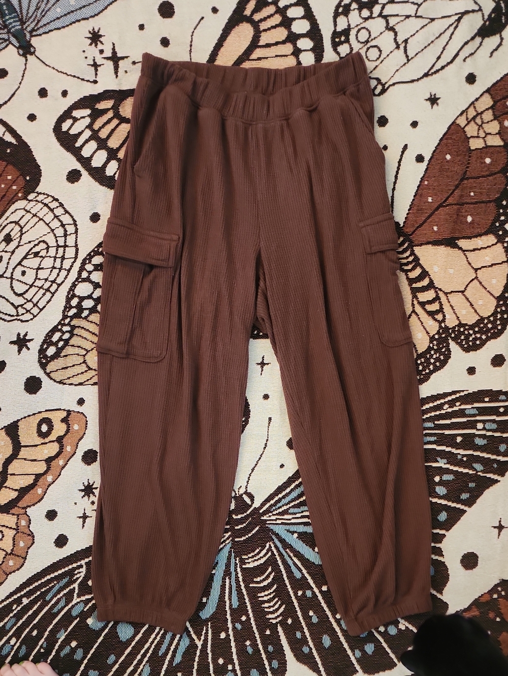 Aerie Reddish-Brown Waffle Knit Cargo Jogger Pants – Size Medium